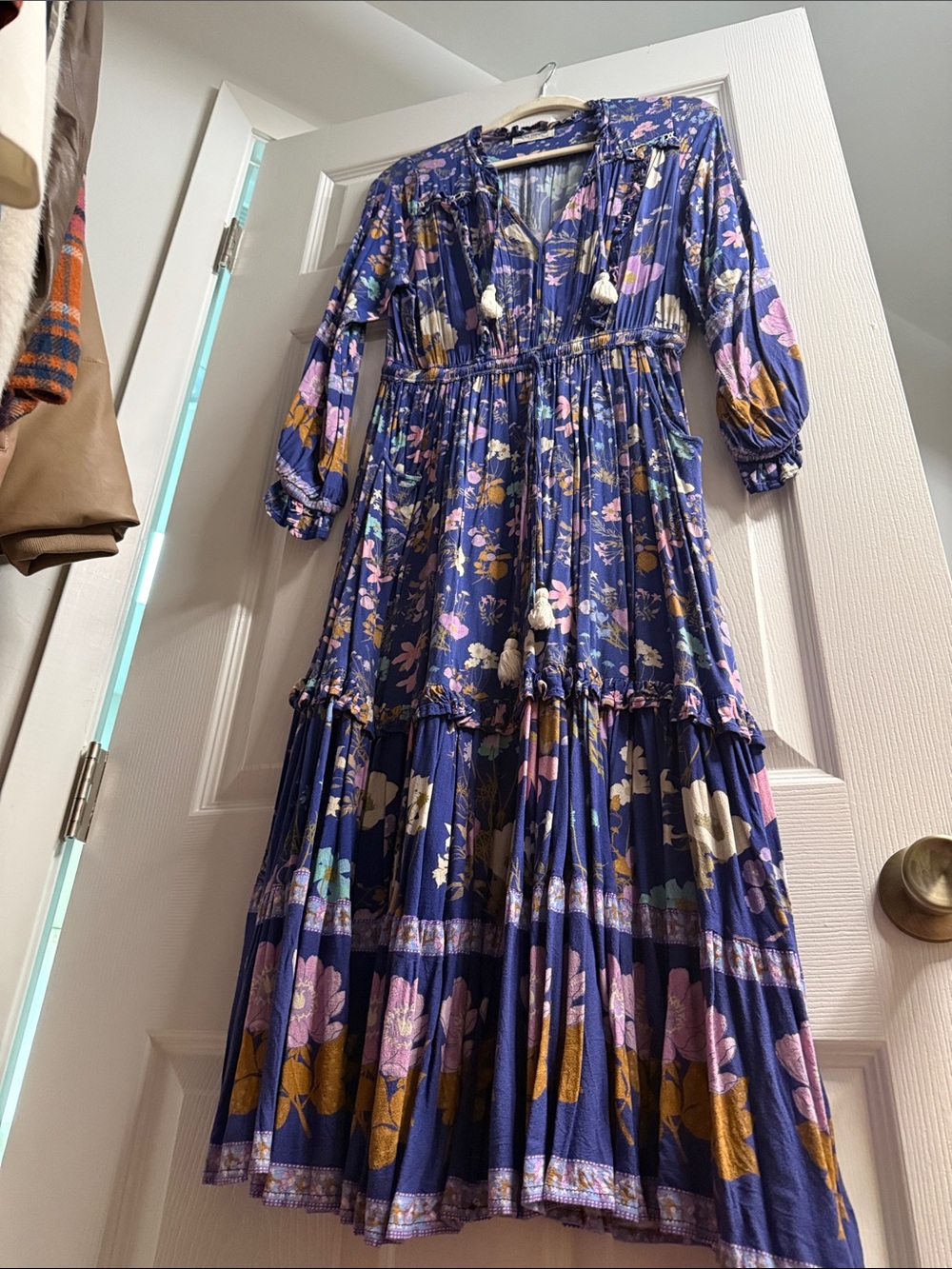 Spell Blue Floral Long-Sleeve Bohemian Maxi Dress - Picture 2 of 2